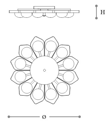 Dimensiones de la lámpara de techo Teo Incanto Italamp